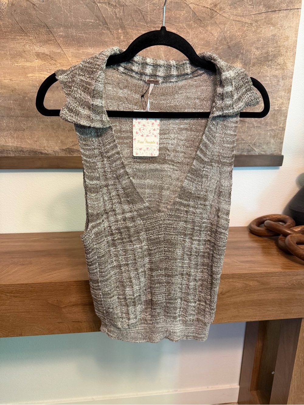 NWT Free People "Dots & Dashes" sleeveless knit sweater tank size XS $78 retail